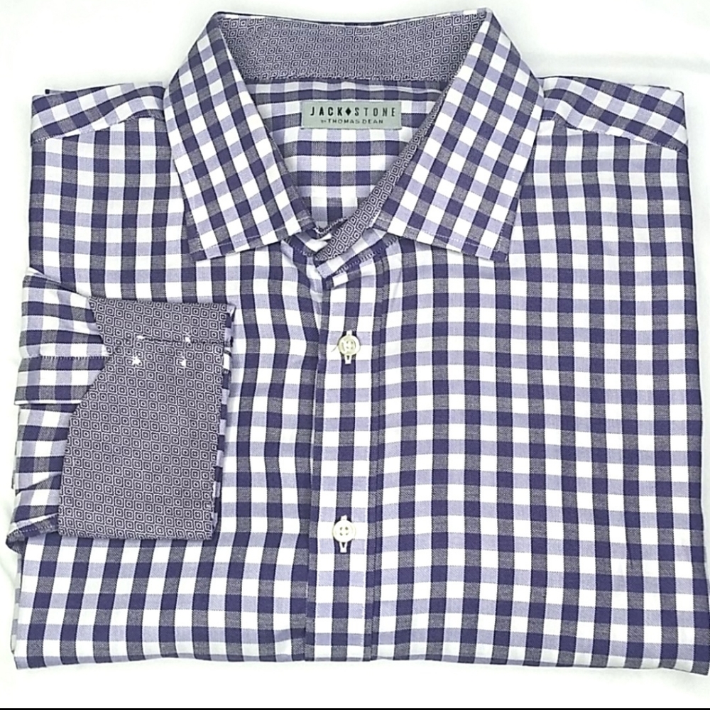 Jack Stone by TD Gingham Flip Cuff Dress Shirt.